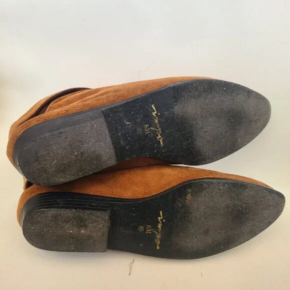 Vtg 80s 90s Impo Brown Ankle Slouch Boots 8 Boho Retro Robin Hood - Picture 10 of 16